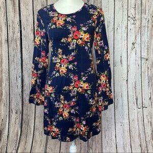 Zoe & Rose Band of‎ Gypsies Floral Lightweight Bell Sleeve Mini Dress Size Small
